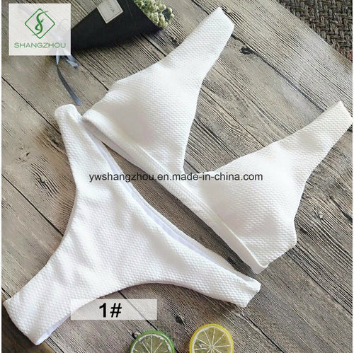 European Women's Plain Swimming Suit Split Swimsuit Bikini