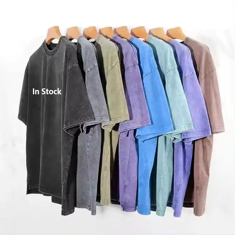 Acid Wash Faded T Shirts Men's Plain T-Shirts Oversized Heavy Vintage