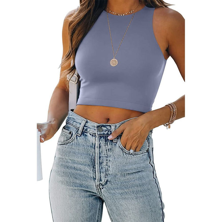 Women Summer Sport Vest Crop Top T-Shirt Sleeveless Tank