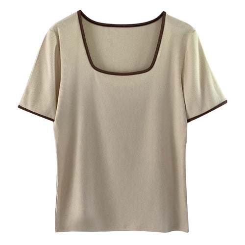 Women's Crop Top Plain Cotton Breathable Slim T Shirt