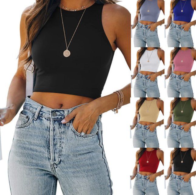 Summer Women Sleeveless T-Shirts I-String Crop Tank Top