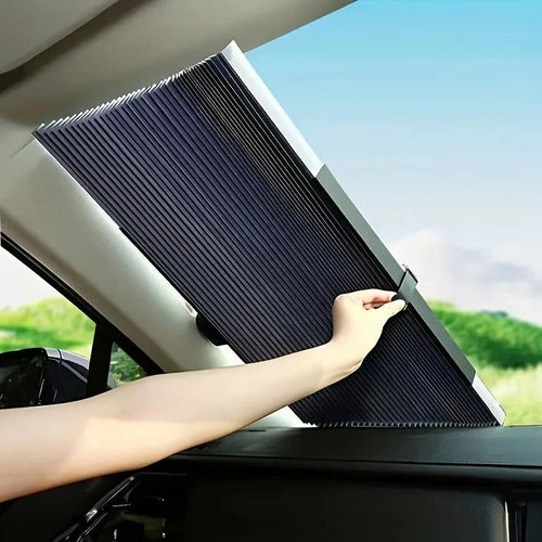 Retractable Car Windshield Sunshade Curtain Set for Front and Rear Windshields