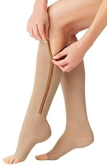 Easy Wear Zipper Compression Socks, 20-30 mmHg Firm Support