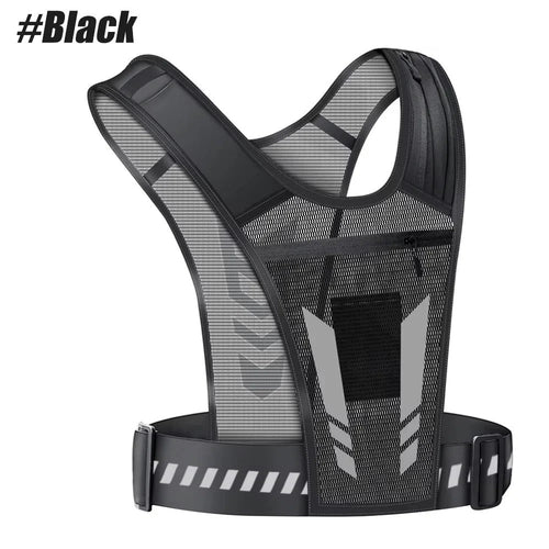 Adjustable Reflective Running Vest with Secure Phone Pocket
