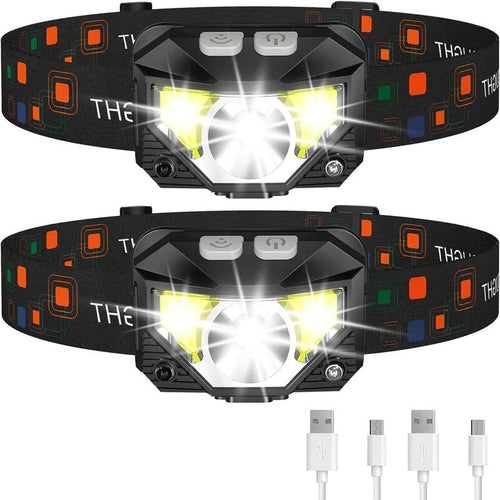 Rechargeable Headlamp with Motion Sensor, Set of 2