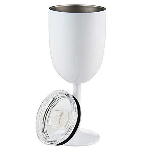 Insulated Stemmed Stainless Steel Wine Goblet with Lid