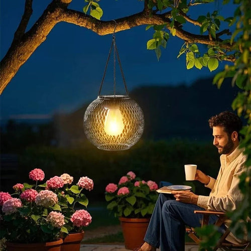 Hanging Solar Powered Decorative Lantern With Warm LED Light