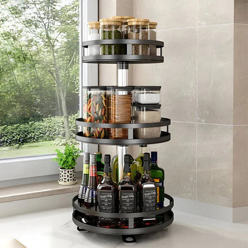 Swivel Metal Organizer with 3 Tiers for Storage