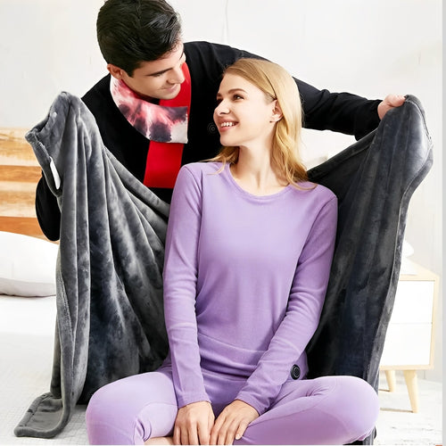 USB Powered Wearable Heating Shawl with Plush Fabric