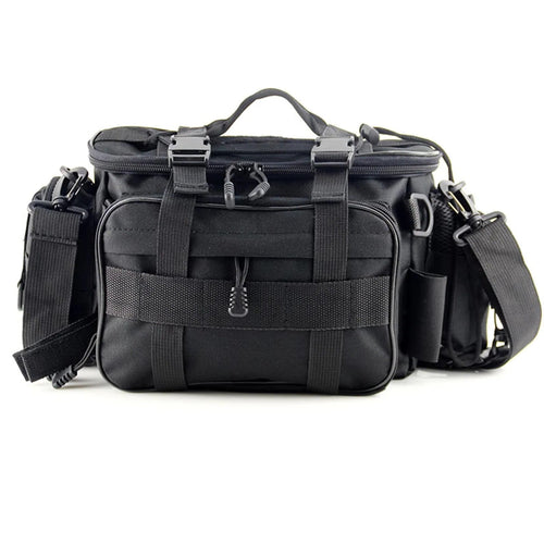 Fishing Gear Storage Bag with Multiple Compartments and Shoulder Strap