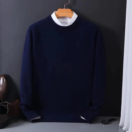 Men's Cashmere Sweater with Crew Neck Design