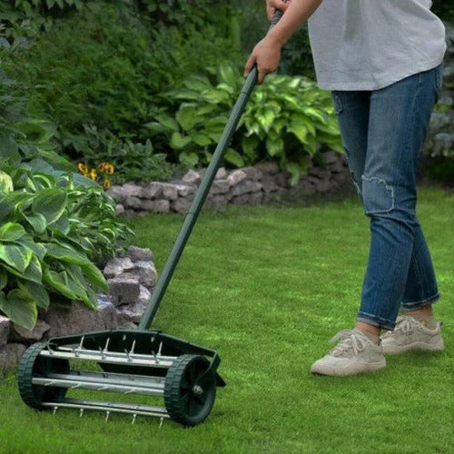 Lawn Aerator Tool with Steel Spikes, Manual Soil Aeration for Yard and Garden