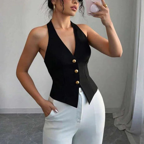 Women's Structured Sleeveless Vest with Tailored Fit