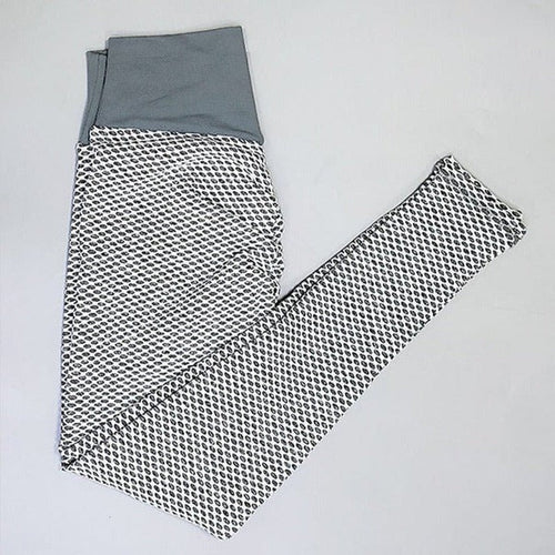 Honeycomb Textured High Waist Leggings for Gym Workouts