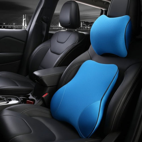 Car Seat Lumbar and Neck Support Cushion with Memory Foam and Washable Cover