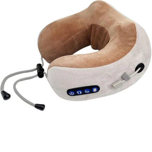 Ergonomic Travel Neck Pillow with Built-In Massager for Deep Relaxation
