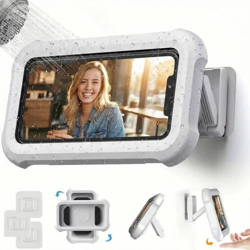 Wall Mount Bathroom Phone Holder with 480-Degree Rotation for Smartphones up to 6.8 Inches