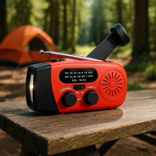 Hand Crank Emergency Radio with AM/FM/WB Bands, LED Flashlight and Rechargeable Battery