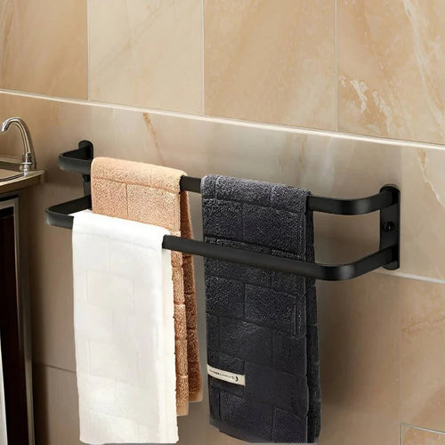 Layered Aluminum Wall Mounted Towel Rack for Bathroom Storage