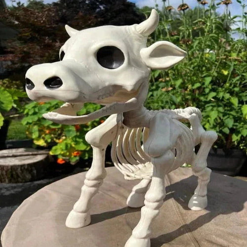 Spooky Halloween Cow and Horse Skeleton Decorative Prop