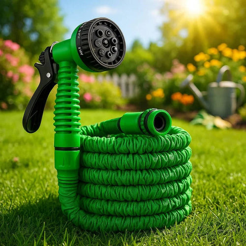 Flexible Expandable Garden Hose with 10 Nozzle Settings and Leak-Proof Fittings
