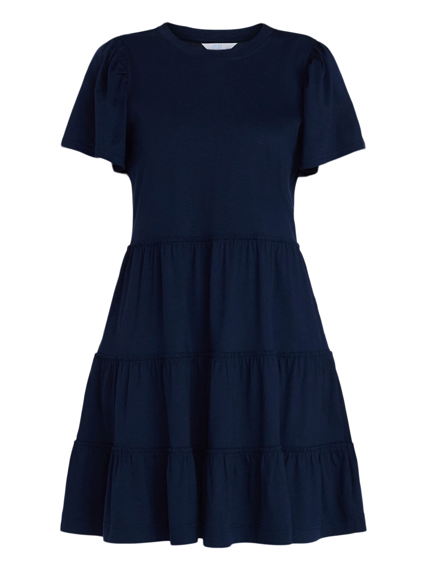 Time and Tru Women's and Women’s Plus Cotton Swing Dress with Short Sleeves, Sizes XS-4X - Image 7