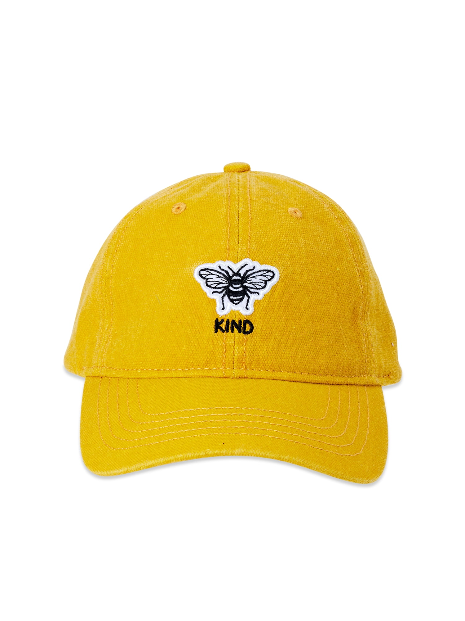 Time and Tru Women's Autumn Gold Embroidered Bee Kind Washed Cotton Twill Baseball Hat Autumn Gold - Image 2