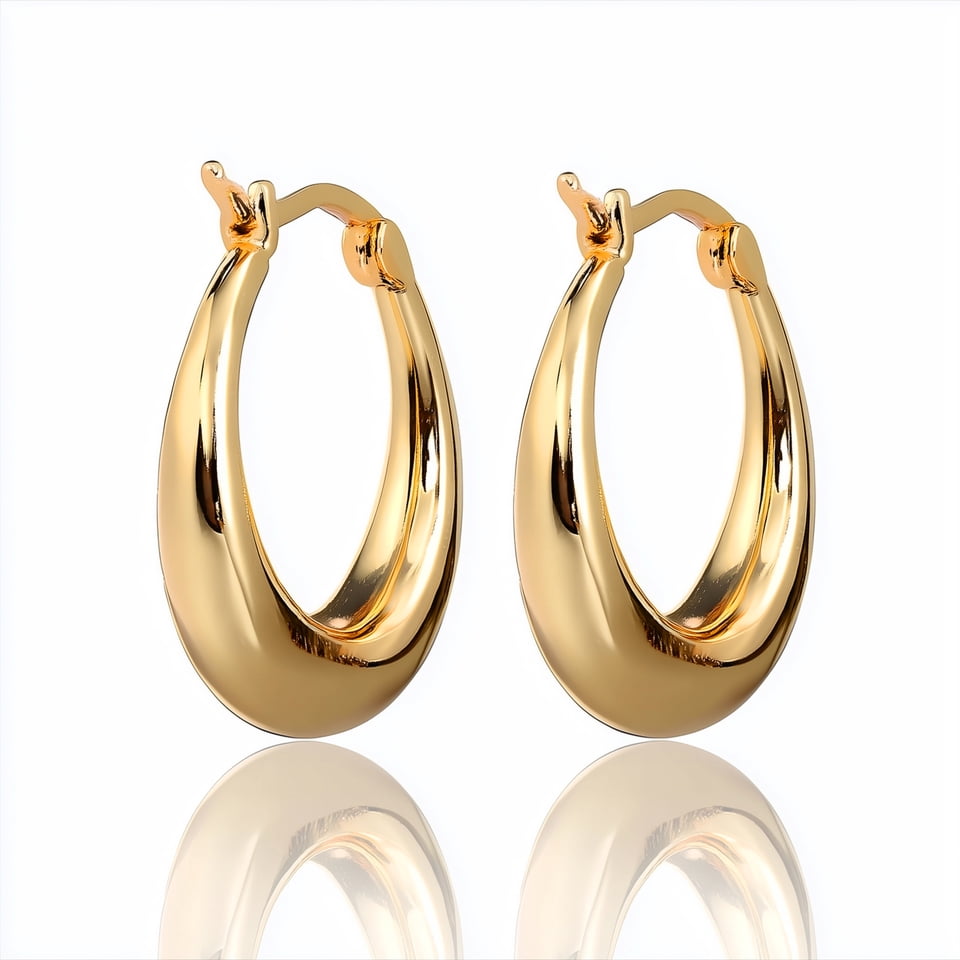 Amy and Annette 14K Gold Graduated Hoop Huggie Earring in 14K Yellow Gold Plated - Image 5