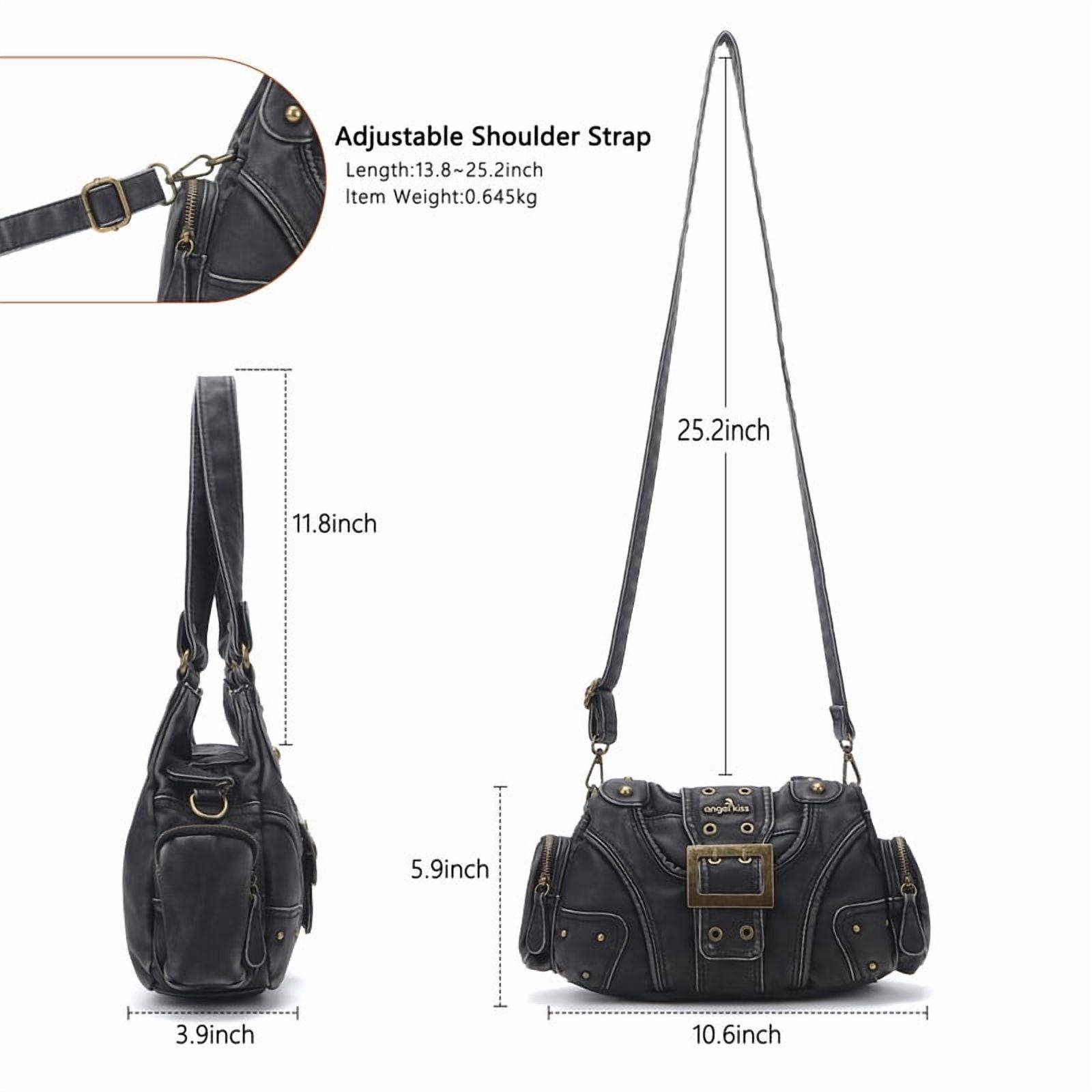 Angelkiss Purse for Women PU Wallet With Adjustable Shoulder Strap Crossbody Bag Single Satchel Handbags Hobo Bag - Image 2