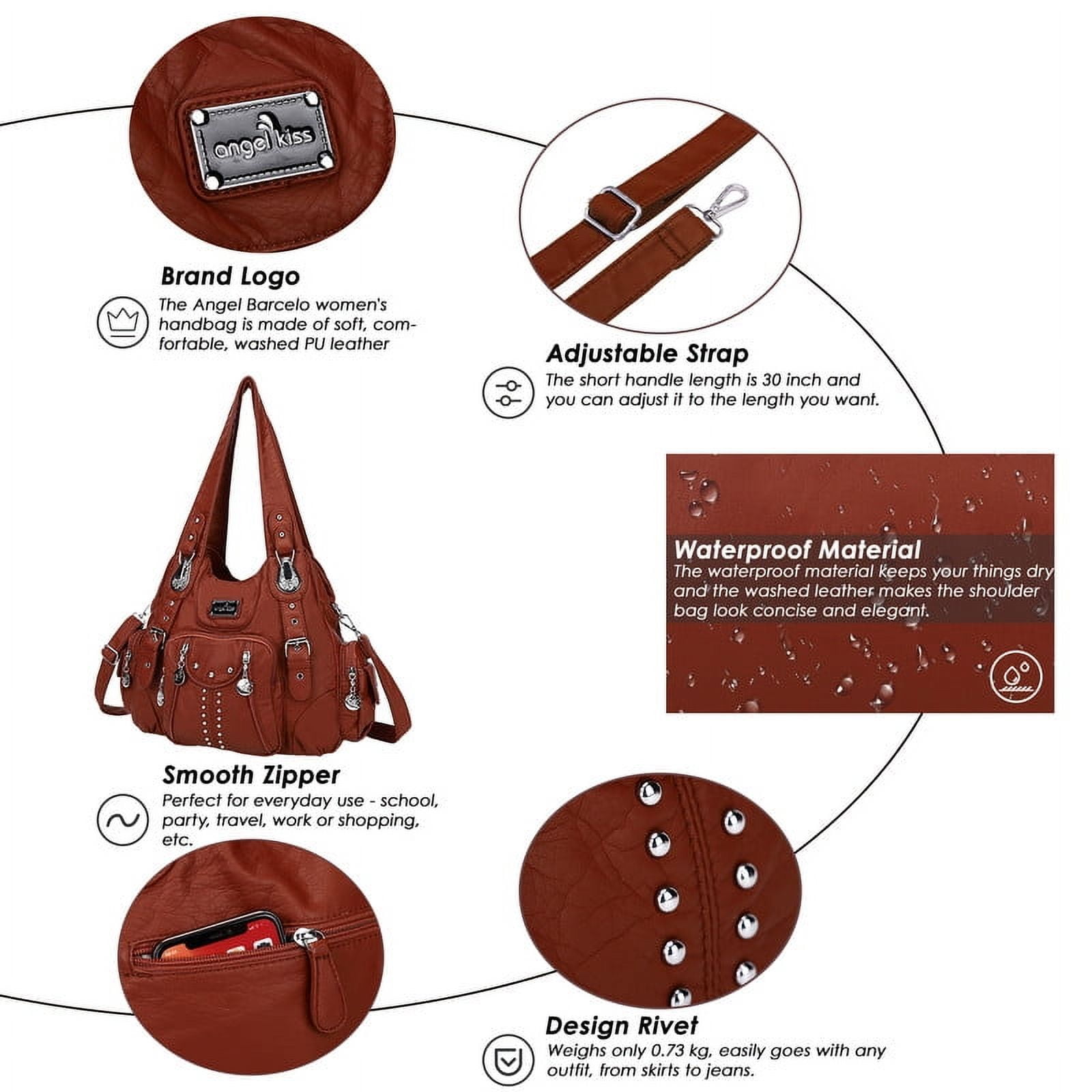 Angel Kiss for Women Large capacity Vegan Leather wallet and Handbags Crossbody Purses Multi pocket shoulder bag - Image 4