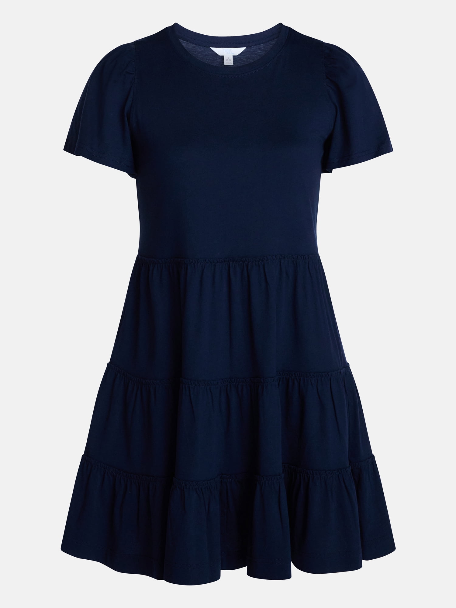 Time and Tru Women's and Women’s Plus Cotton Swing Dress with Short Sleeves, Sizes XS-4X - Image 6