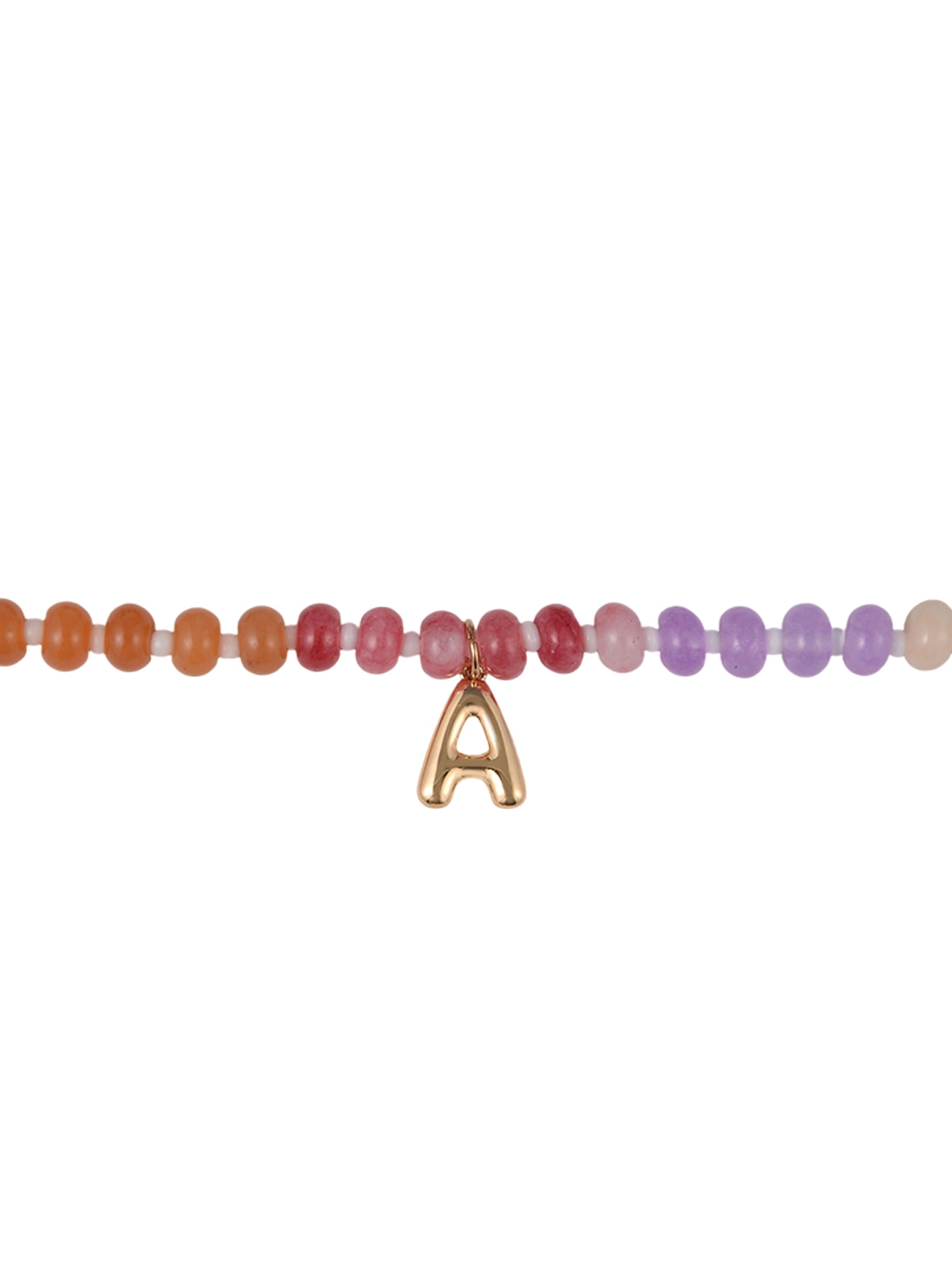Time and Tru Goldtone Multicolored Bead Initial "A" Necklace - Image 2