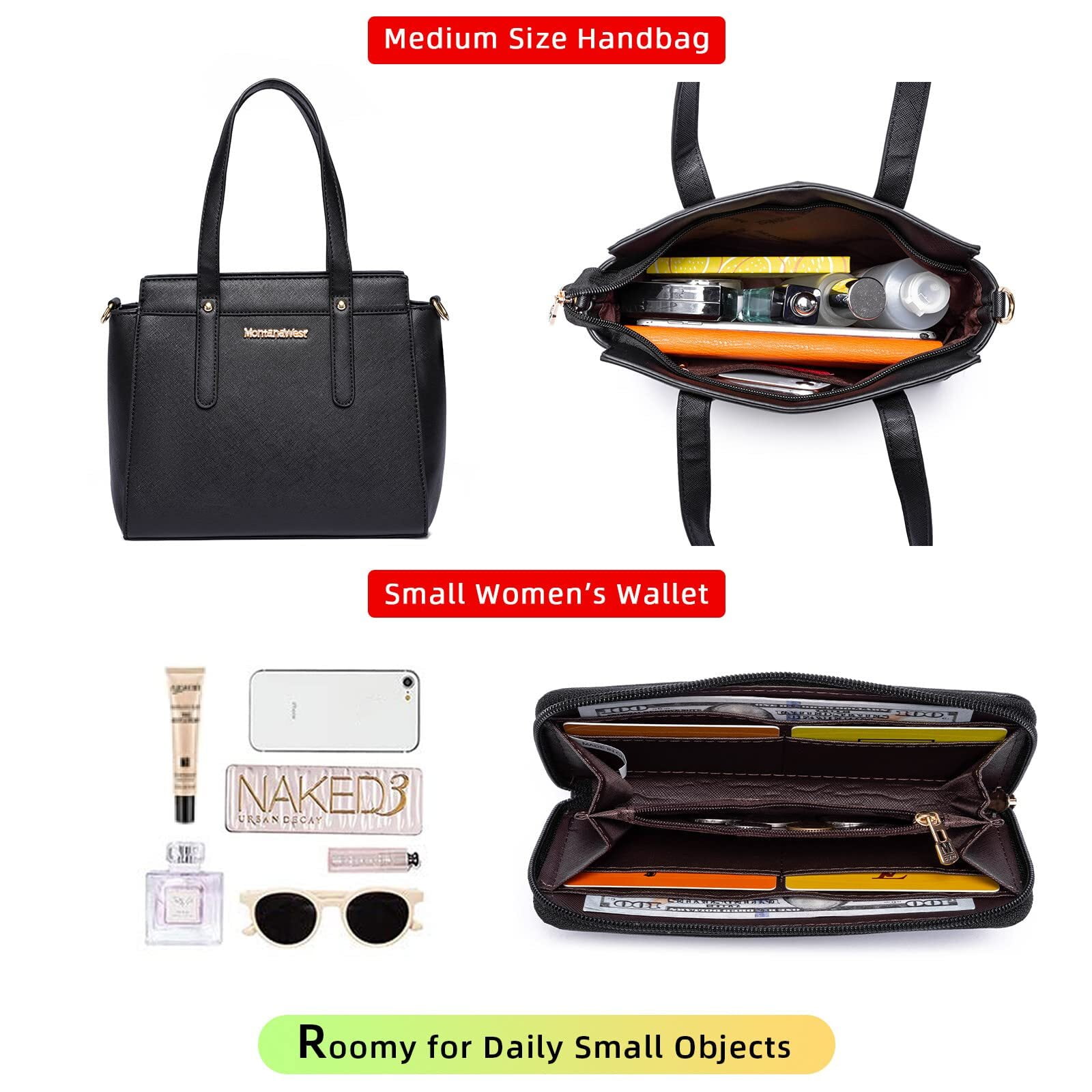 Montana West 3PCS Purses for Women Tote Bag and Wallet Set Shoulder Satchel Handbags - Image 2