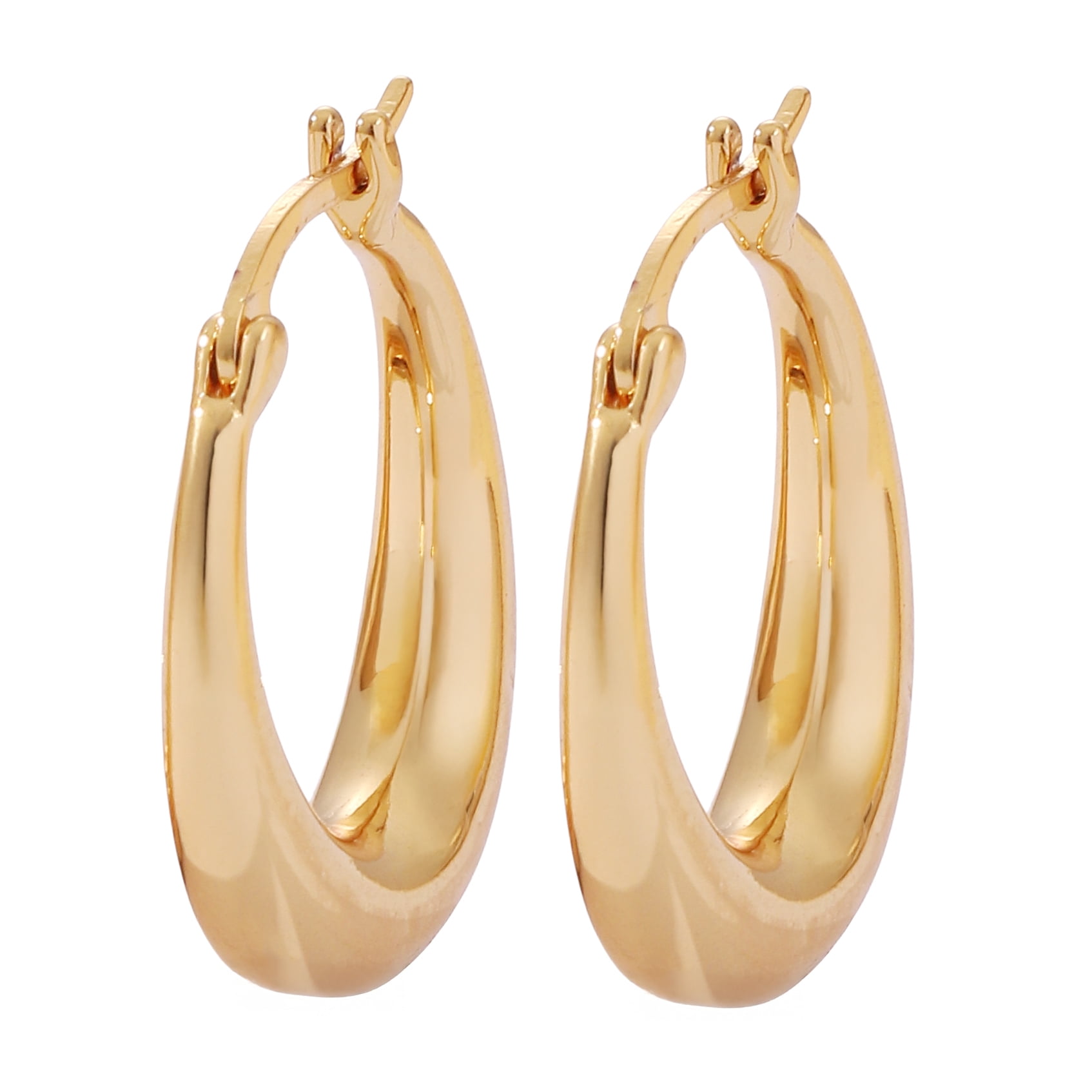 Amy and Annette 14K Gold Graduated Hoop Huggie Earring in 14K Yellow Gold Plated - Image 2