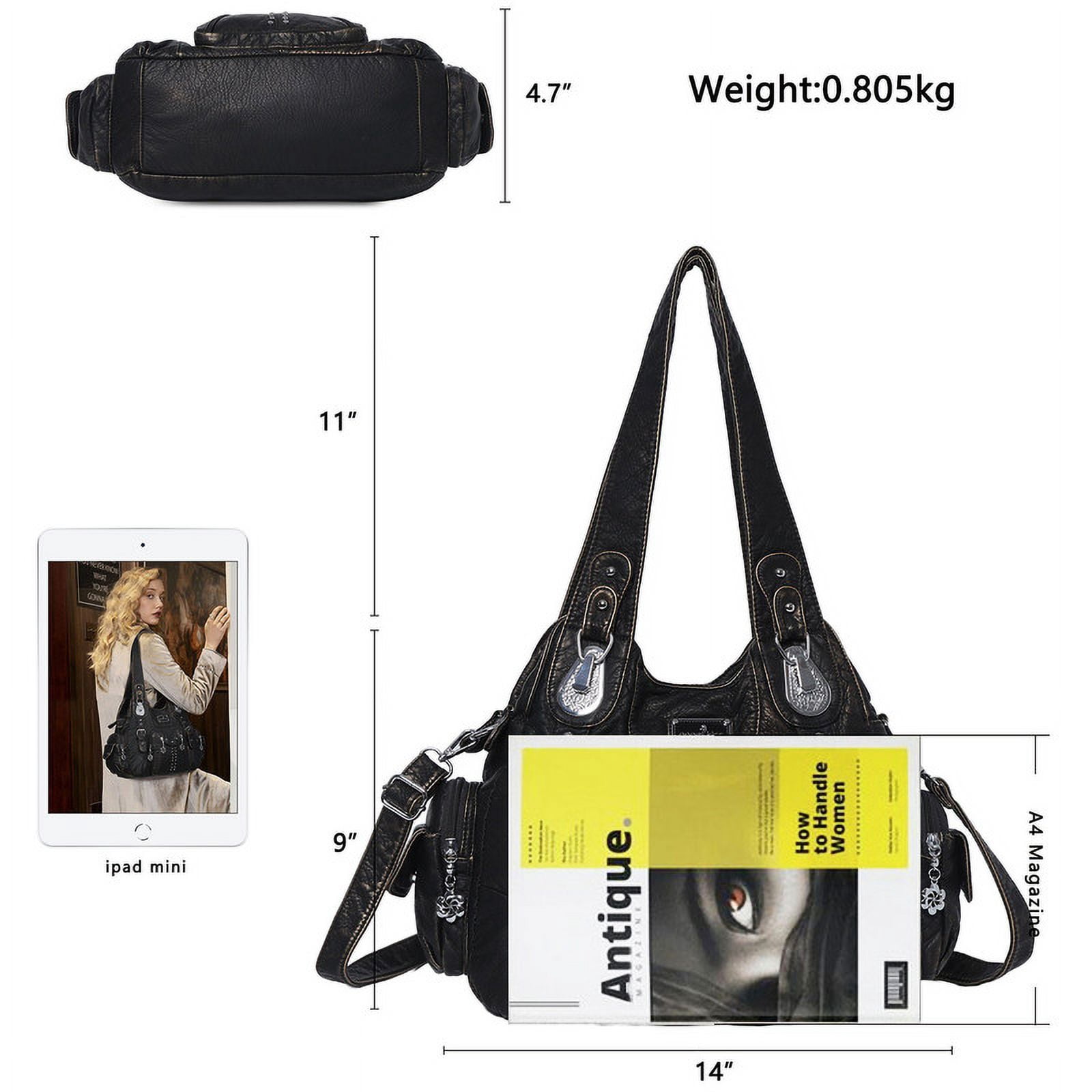 Angel Kiss for Women Large capacity Vegan Leather wallet and Handbags Crossbody Purses Multi pocket shoulder bag - Image 2