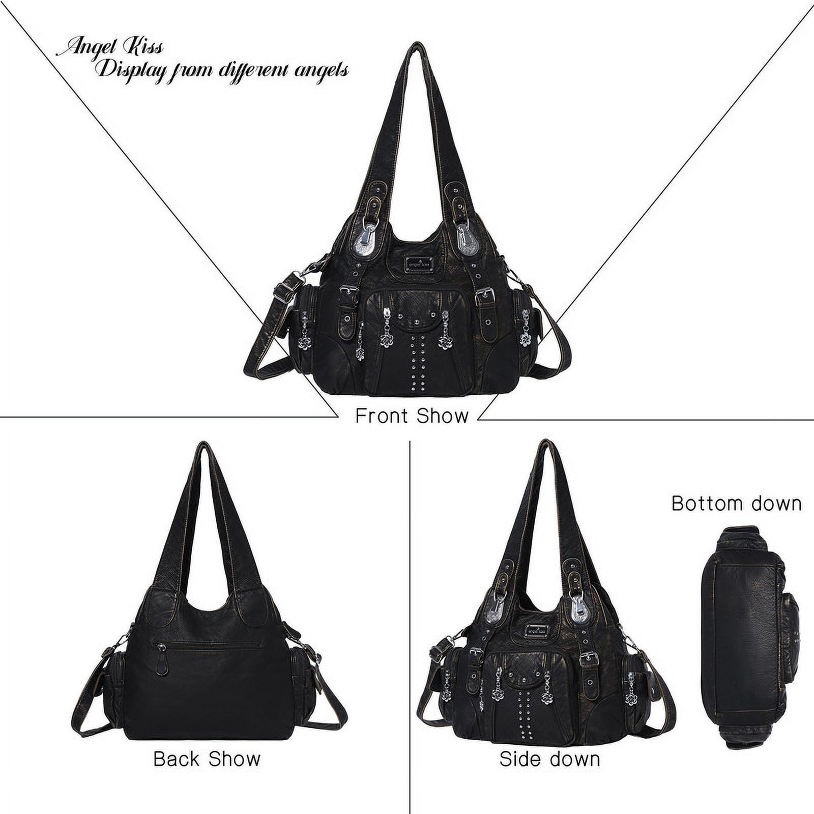 Angel Kiss for Women Large capacity Vegan Leather wallet and Handbags Crossbody Purses Multi pocket shoulder bag - Image 4