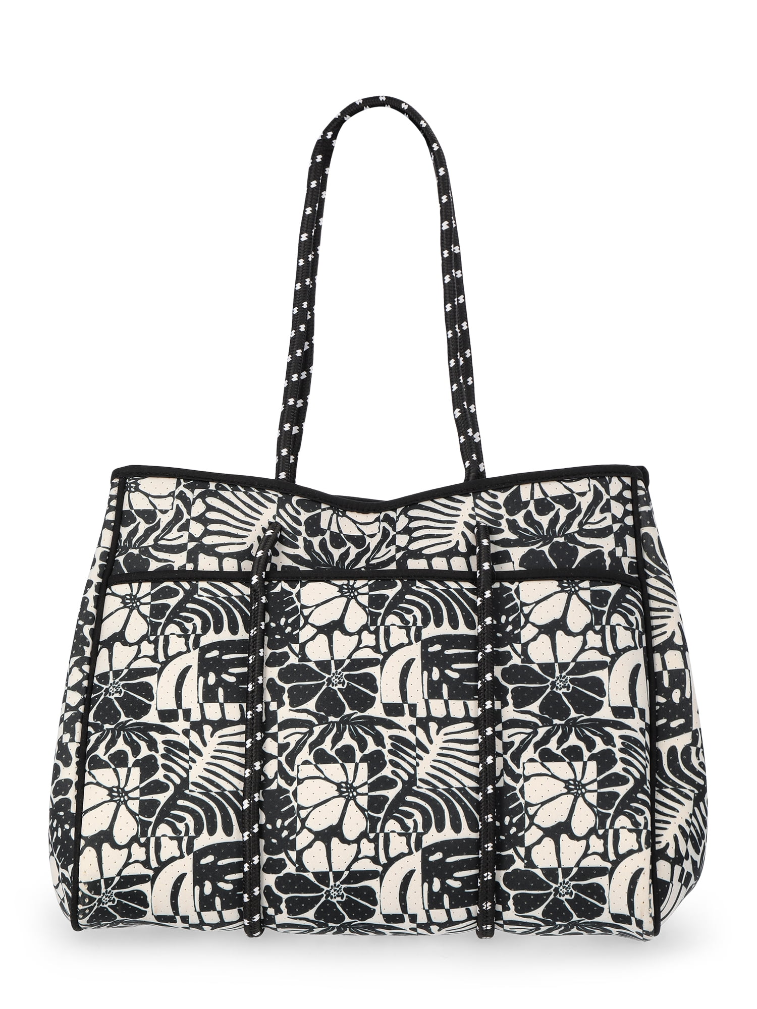 No Boundaries Women's Neoprene Beach Tote Bag, Black/White - Image 2