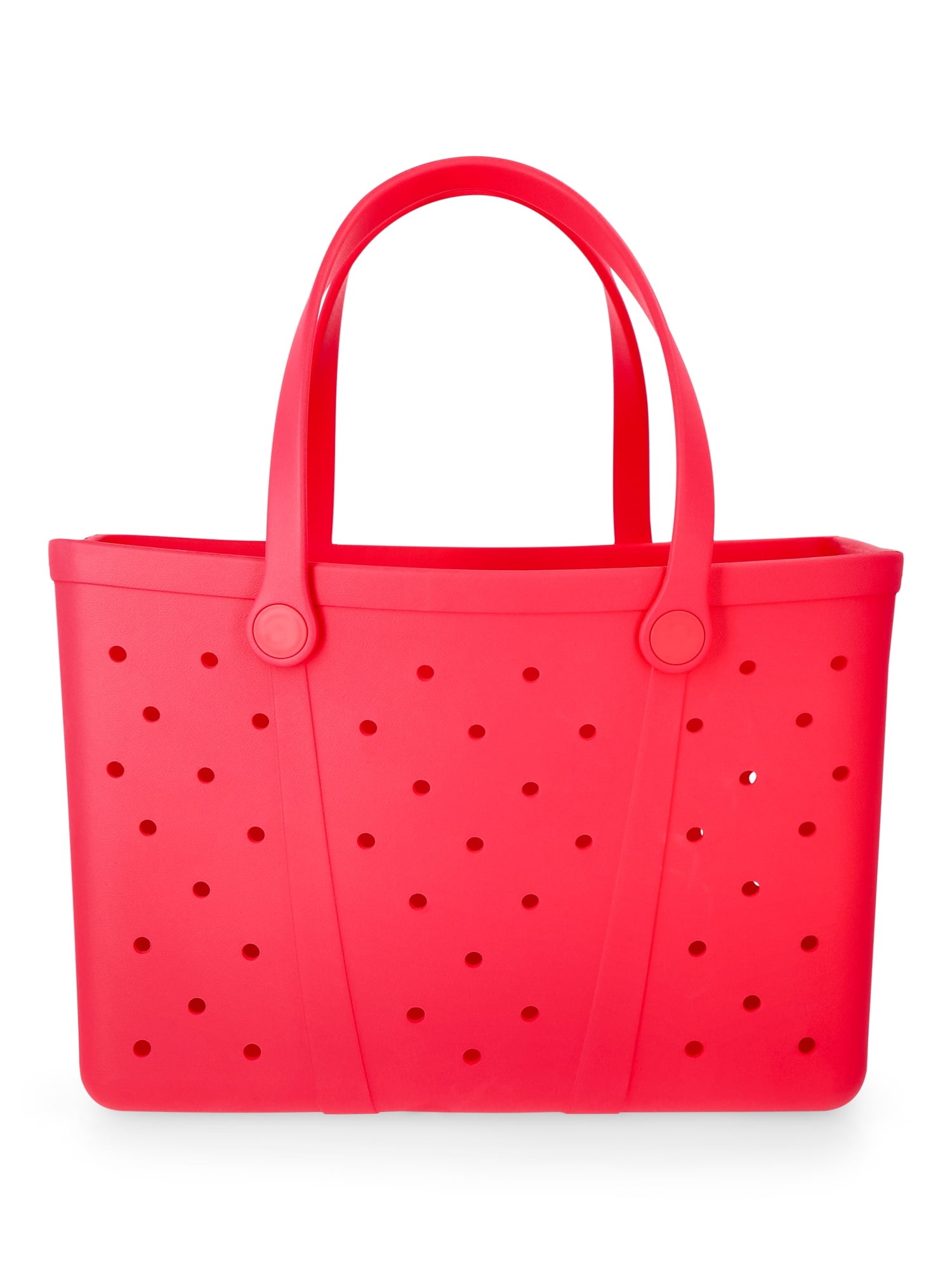 Time and Tru Women's Waterproof EVA Beach Tote Bag, Coral Pink - Image 5