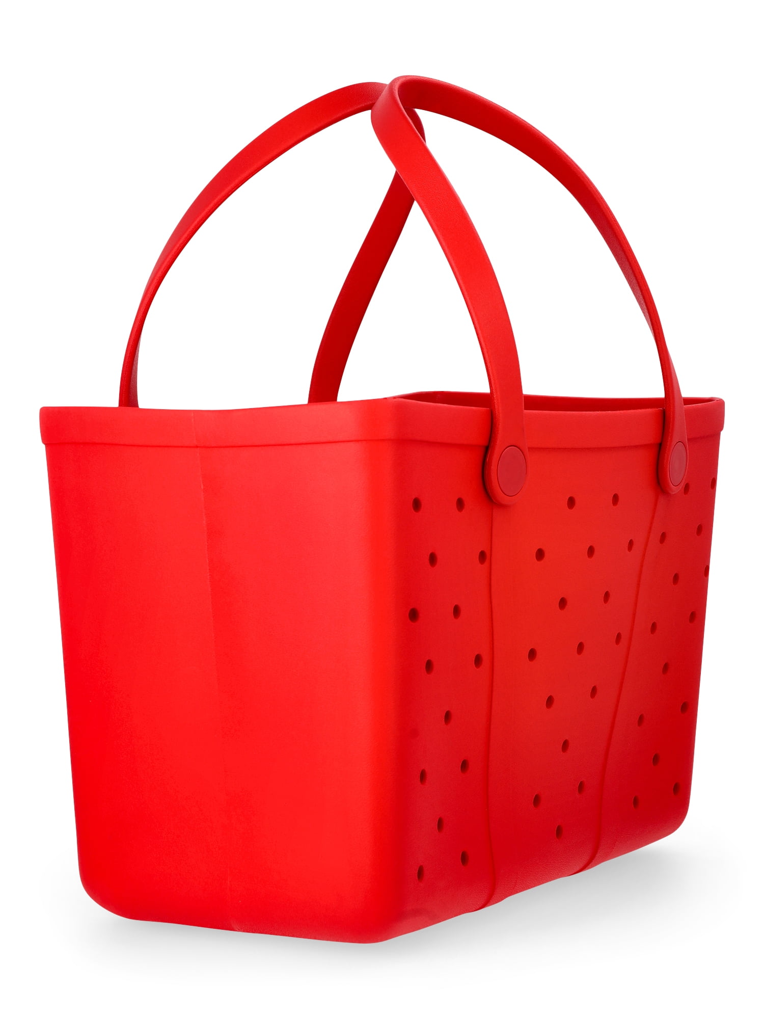 Time and Tru Women's Waterproof EVA Beach Tote Bag, Red - Image 4