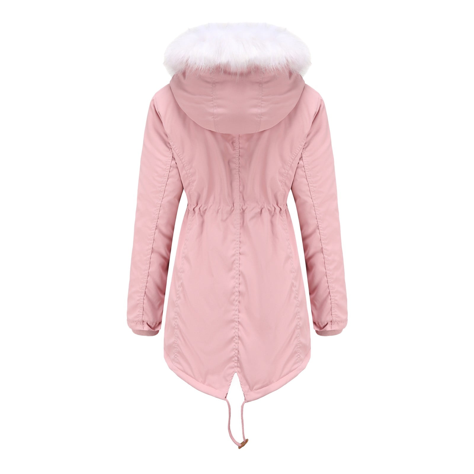 Women's Winter Mid-Length Overcoat with Attached Hood Soft Plus Size Outerwear for Cold Weather Comfort - Image 5