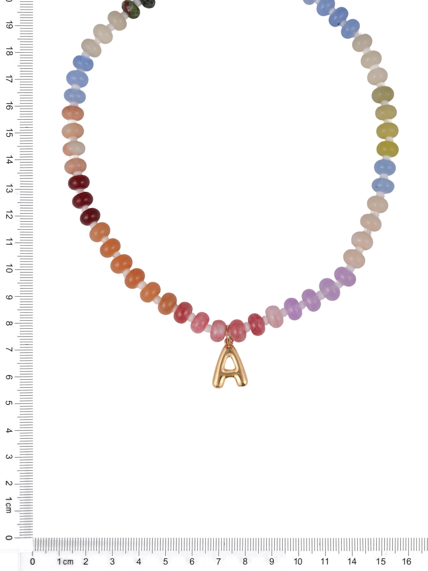 Time and Tru Goldtone Multicolored Bead Initial "A" Necklace - Image 5
