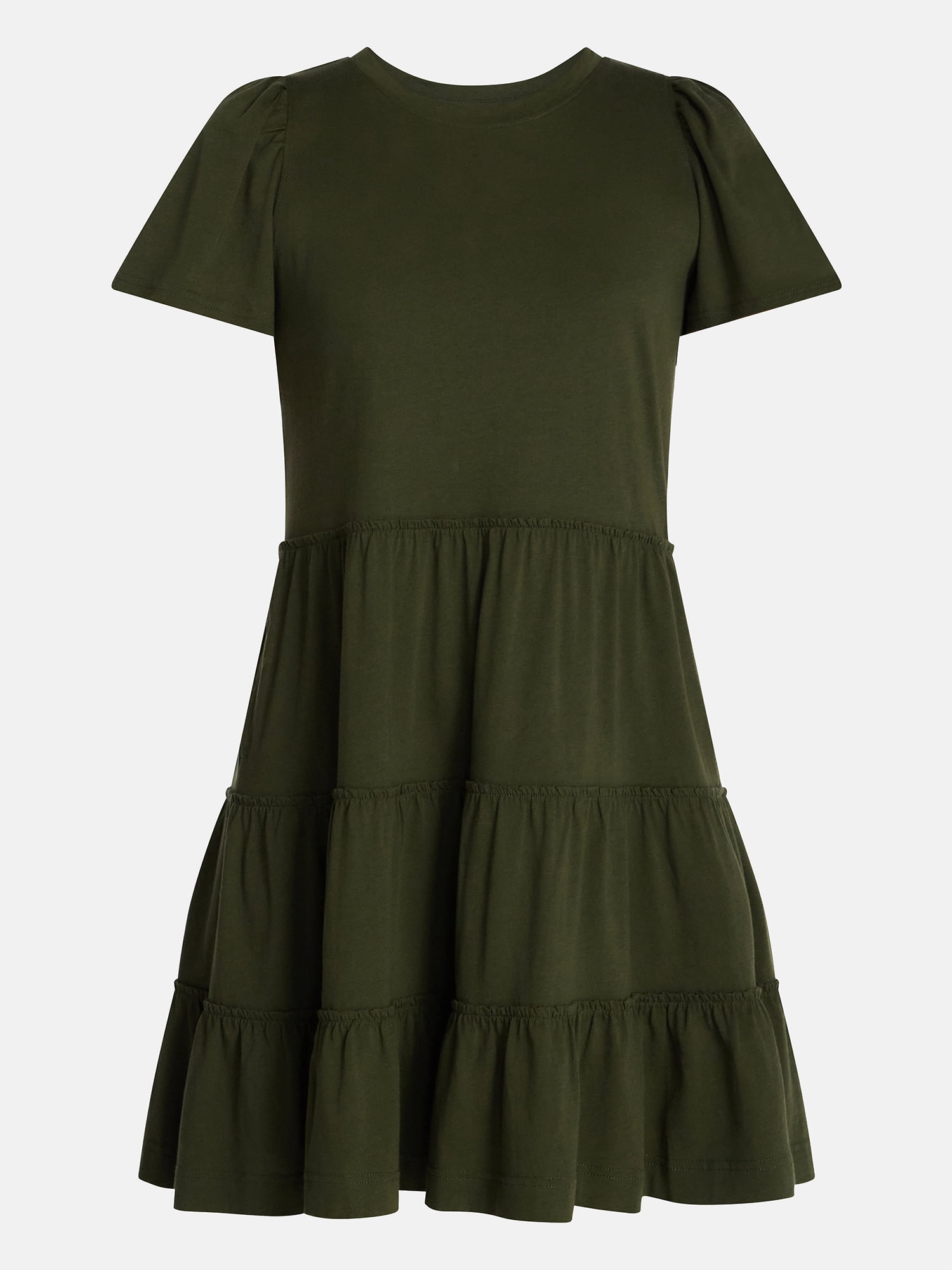 Time and Tru Women's and Women’s Plus Cotton Swing Dress with Short Sleeves, Sizes XS-4X - Image 6
