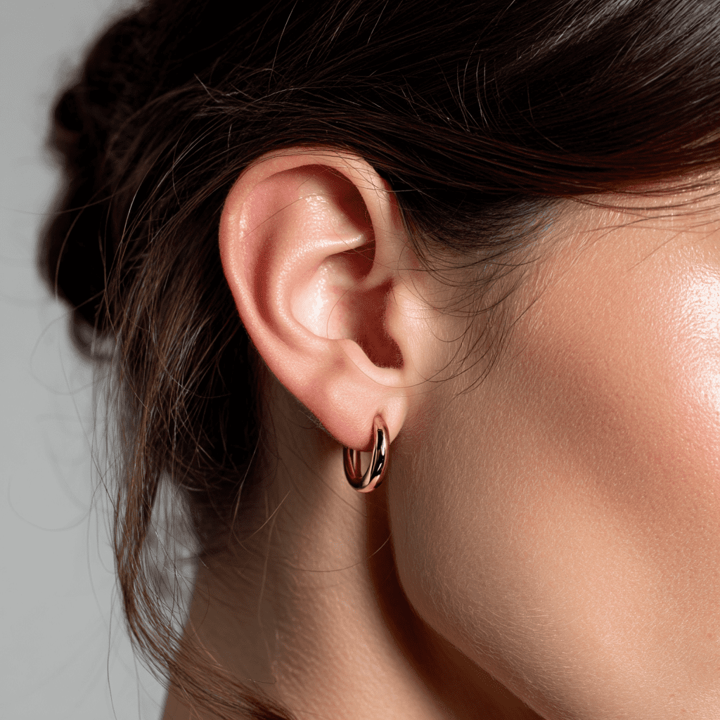 Amy and Annette 14K Gold Graduated Hoop Huggie Earring in 14K Yellow Gold Plated - Image 6