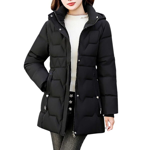 Enjoytime Winter Jackets for Women Casual Solid Color Long Sleeve Hooded Outerwear Fashion Fall Warm Coats Plus Size Clothes Black XXL