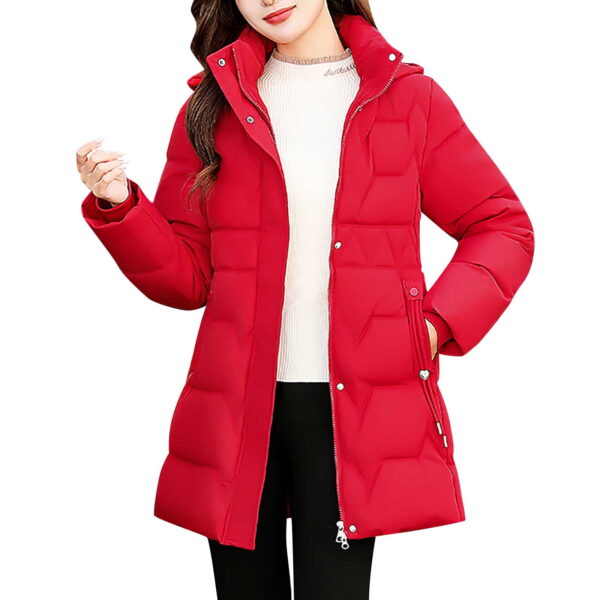 Enjoytime Winter Jackets for Women Casual Solid Color Long Sleeve Hooded Outerwear Fashion Fall Warm Coats Plus Size Clothes Red XXL