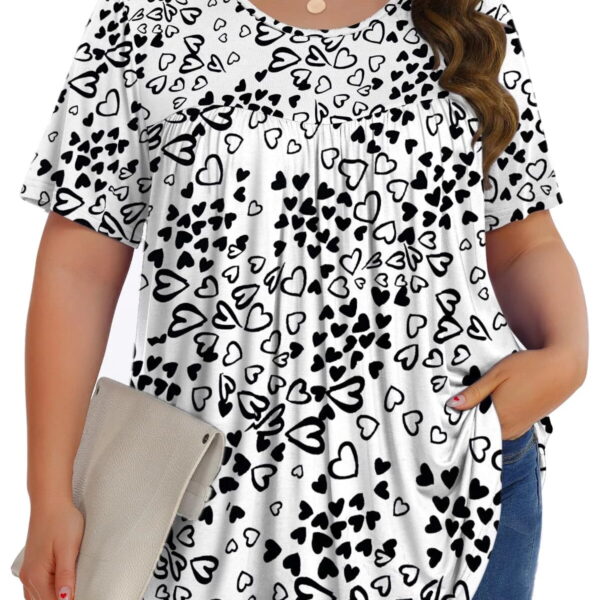 Fantaslook Womens Plus Size Tops Tunic Short Sleeve Shirts Floral Blouses Loose Summer Tops