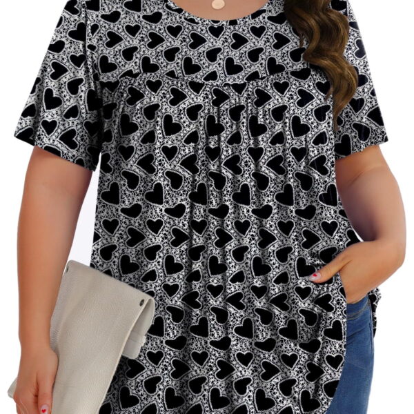Fantaslook Womens Plus Size Tops Tunic Short Sleeve Shirts Floral Blouses Loose Summer Tops