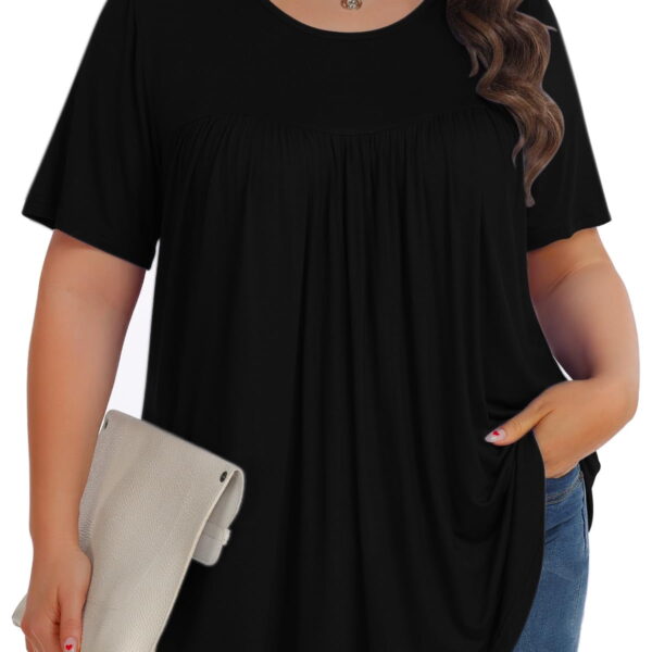 Fantaslook Womens Plus Size Tops Tunic Short Sleeve Shirts Floral Blouses Loose Summer Tops