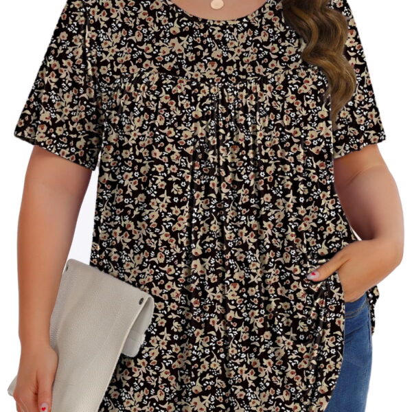 Fantaslook Womens Plus Size Tops Tunic Short Sleeve Shirts Floral Blouses Loose Summer Tops