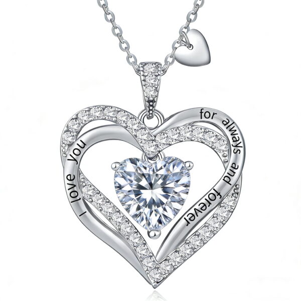 HESHPAWS Love Pendant Necklaces for Women With Birthstone Zirconia, Christmas Birthday Anniversary Jewelry Gift for Women Wife,Mother's Day Gifts